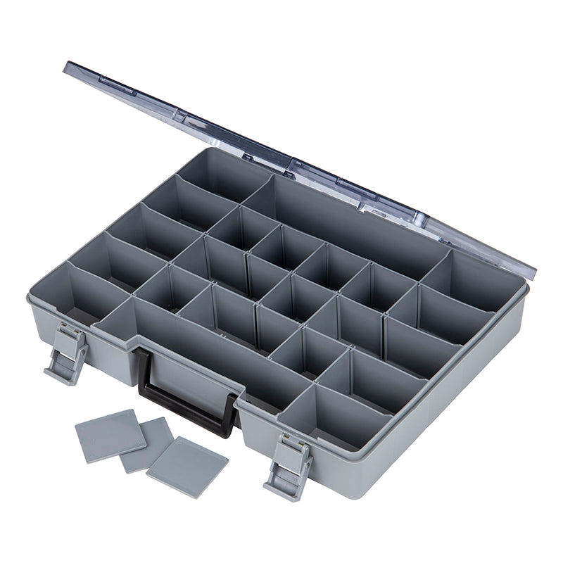 6770PA (724-2) Small Industrial Satchel Compartment Case showing angled open view with dividers