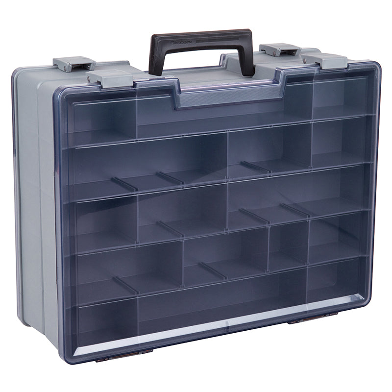 6772AD (748-2) Double-sided Small Industrial Satchel Compartment Case shown closed at angle on side